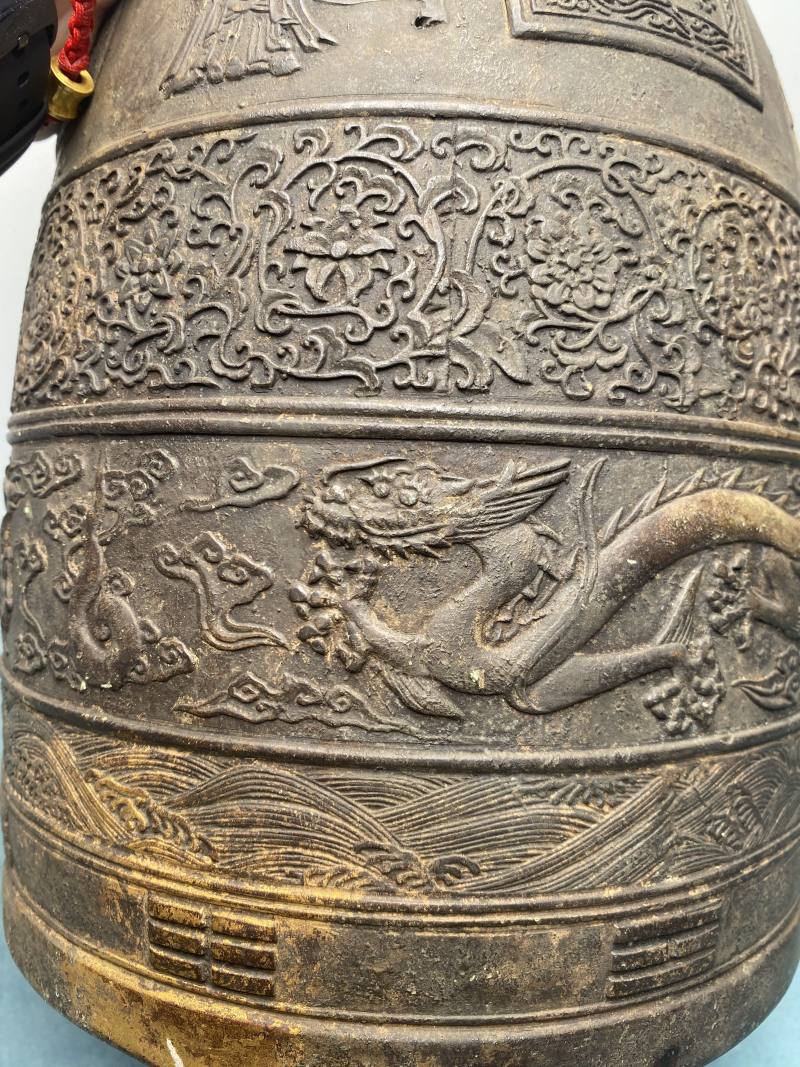 十九世纪 铜鎏金龙钮梵钟 - 图12