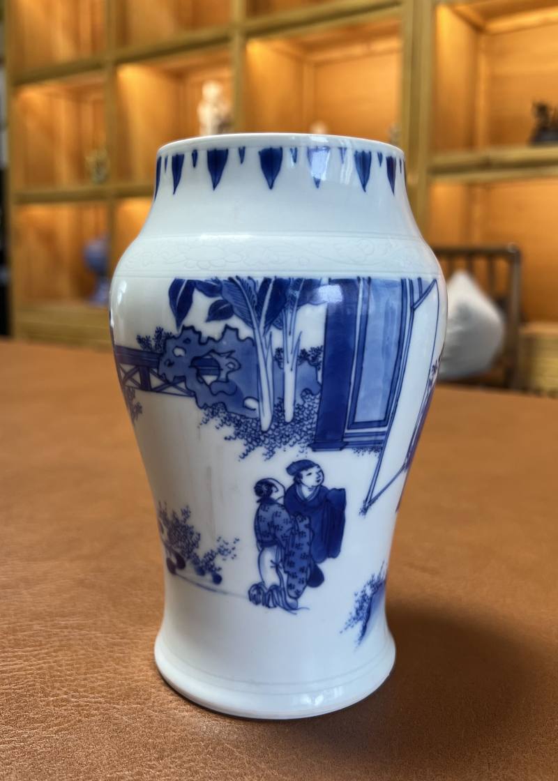 明崇祯 青花折桂图莲子罐 - 图4