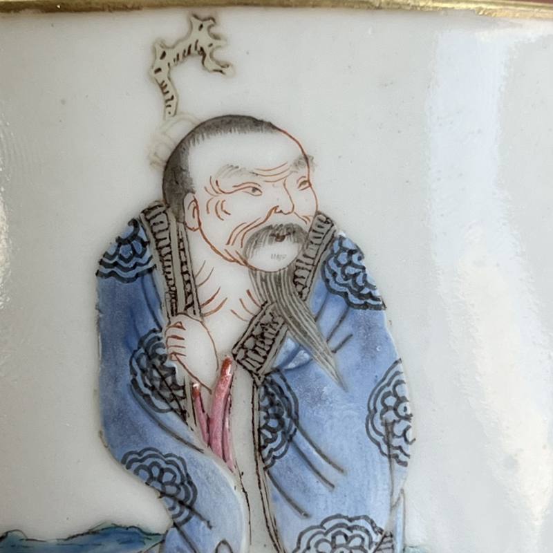 清嘉庆 粉彩无双谱之伏生诗文杯 - 图11