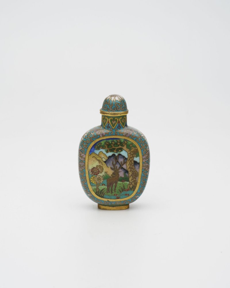 二十世紀 銅胎琺琅山水花卉鹿紋鼻煙壺 ⌈景泰藍⌋款 | A CLOISONNÉ 'DEER' SNUFF BOTTLE - 图12