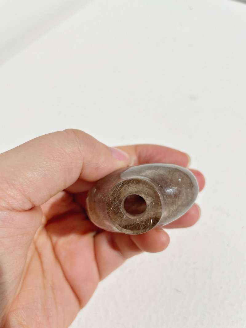 晚清 髮晶鼻煙壺、翡翠蓋 | A HAIR CRYSTAL SNUFF BOTTLE - 图3