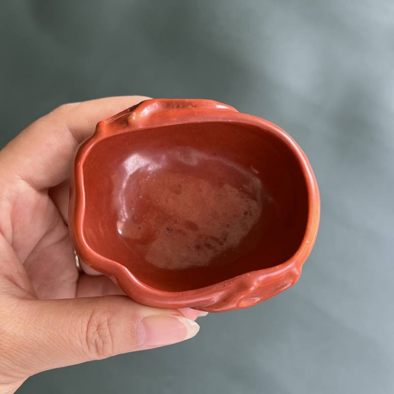 清乾隆 珊瑚红釉随形水丞 - 图8