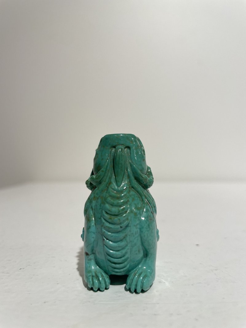 晚清至民國 綠松石麒麟鼻煙壺 | A TURQUOISE 'QILIN' SNUFF BOTTLE - 图4