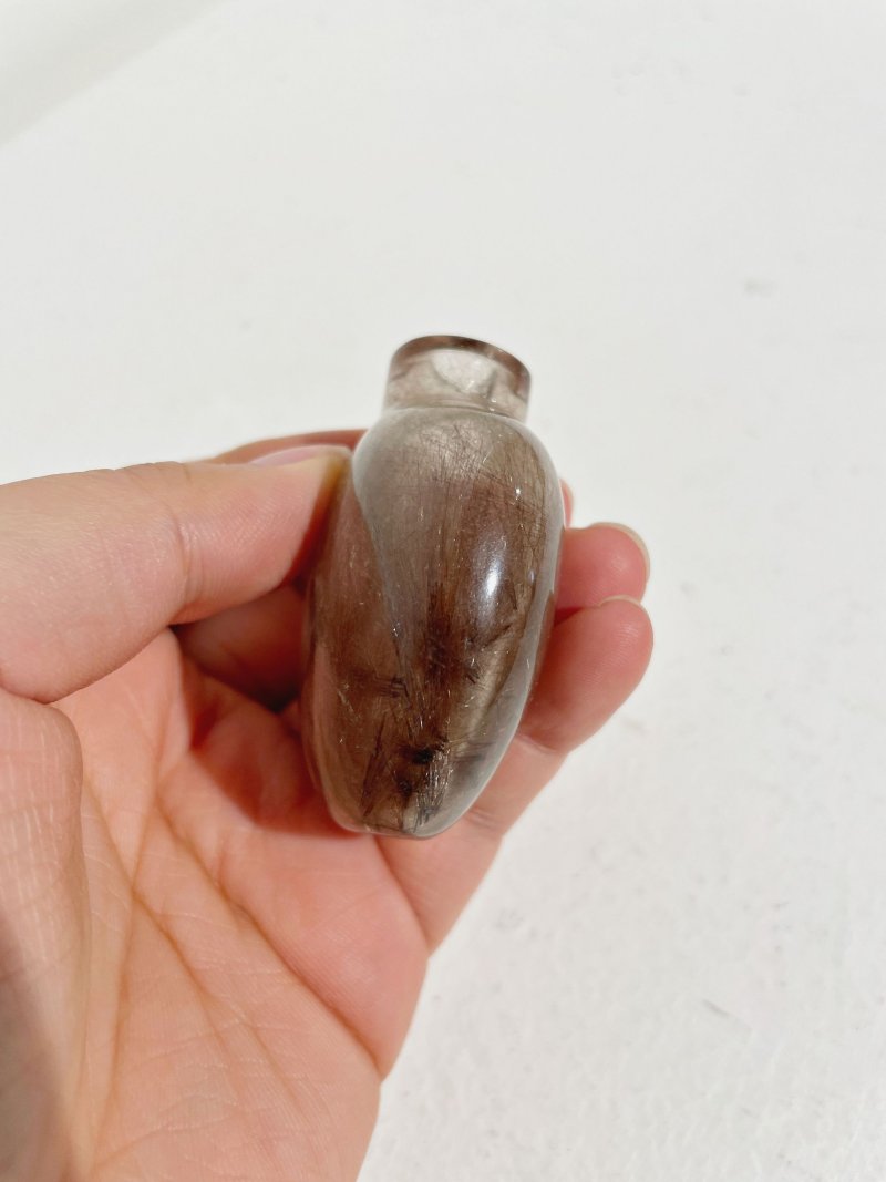 晚清 髮晶鼻煙壺、翡翠蓋 | A HAIR CRYSTAL SNUFF BOTTLE - 图13