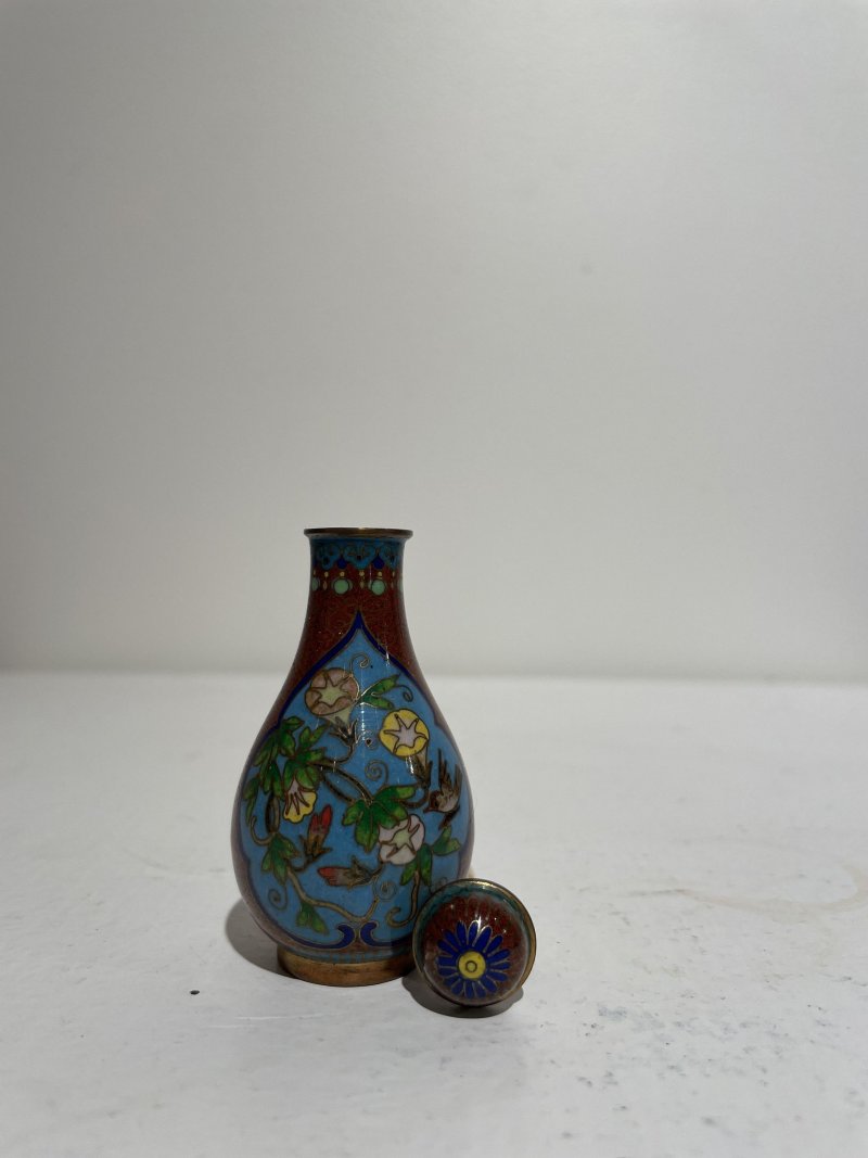 二十世紀 銅胎琺琅花卉、花鳥紋鼻煙壺二件 其一⌈乾隆年製⌋款 | TWO CLOISONNÉ SNUFF BOTTLES - 图33