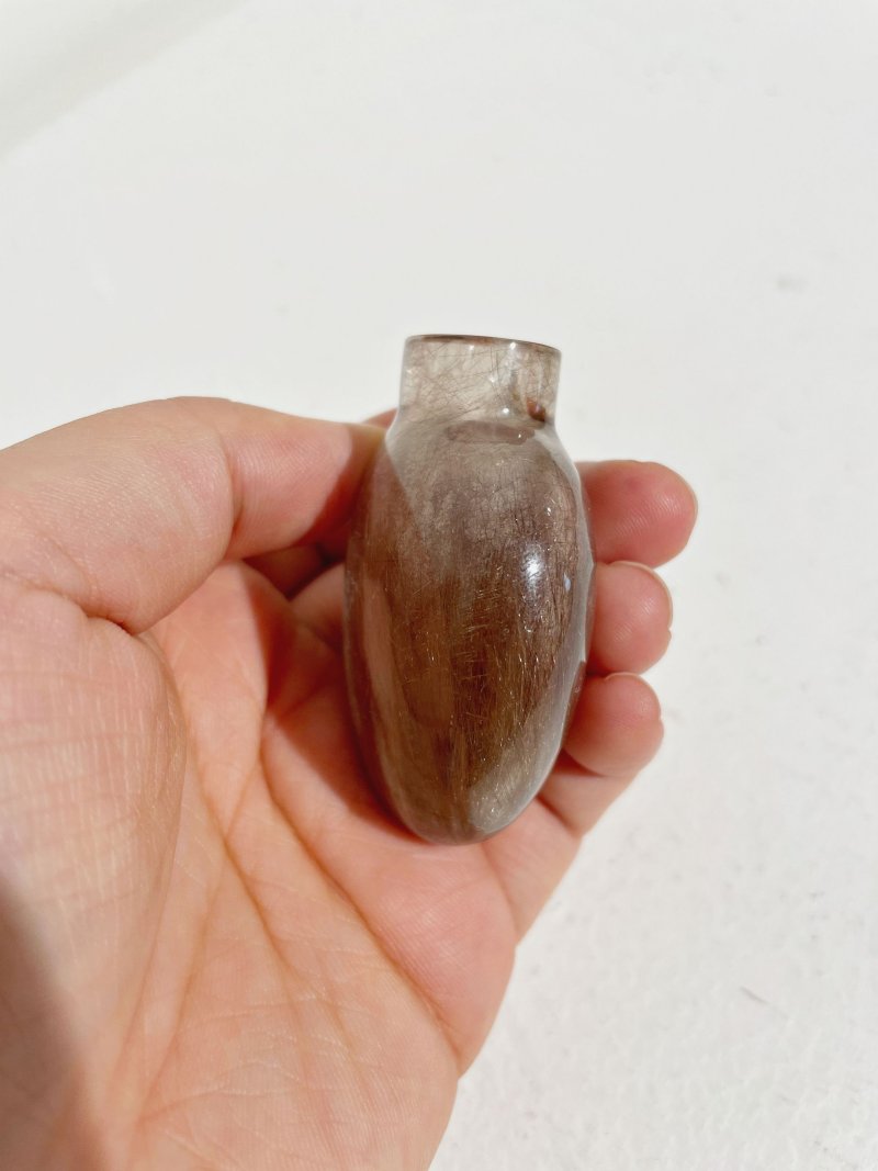 晚清 髮晶鼻煙壺、翡翠蓋 | A HAIR CRYSTAL SNUFF BOTTLE - 图14