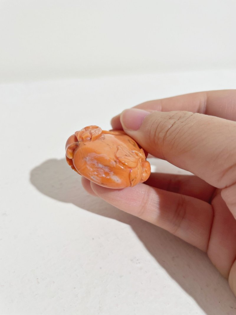 十九世紀 珊瑚鳴蟬瓜葉紋鼻煙壺 鳴蟬隨白芯點睛 | A CORAL 'CICADA AND MELON' SNUFF BOTTLE - 图14