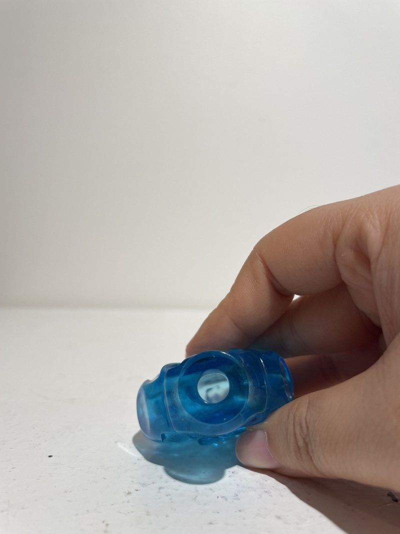 十九世紀 藍色玻璃金葵紋鼻煙壺二件 | TWO BLUE GLASS 'MALLOW' SNUFF BOTTLES - 图26