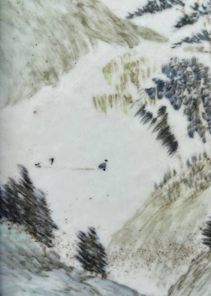 清光绪 浅绛彩山间泛舟图插屏 - 图7