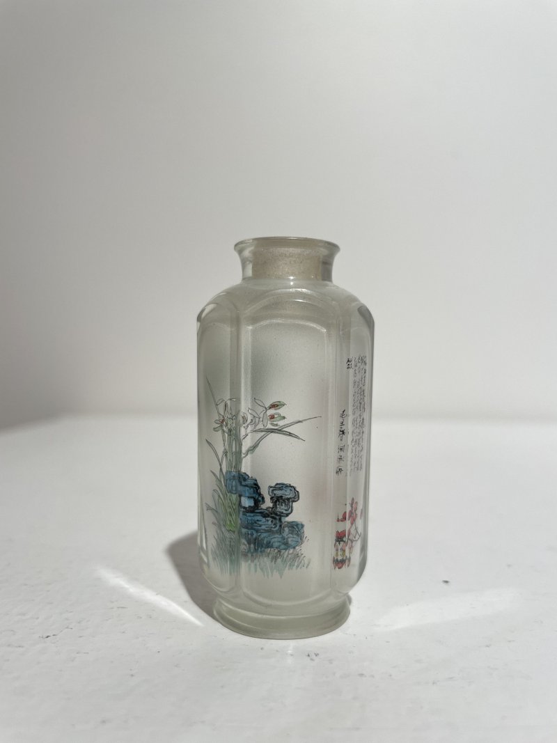 十九世紀七十年代 玻璃内畫⌈梅蘭竹•《詠梅》⌋鼻烟壺 | AN INSIDE PAINTED HEXAGONAL GLASS 'ORCHID AND BAMBOO' SNUFF BOTTLE - 图18