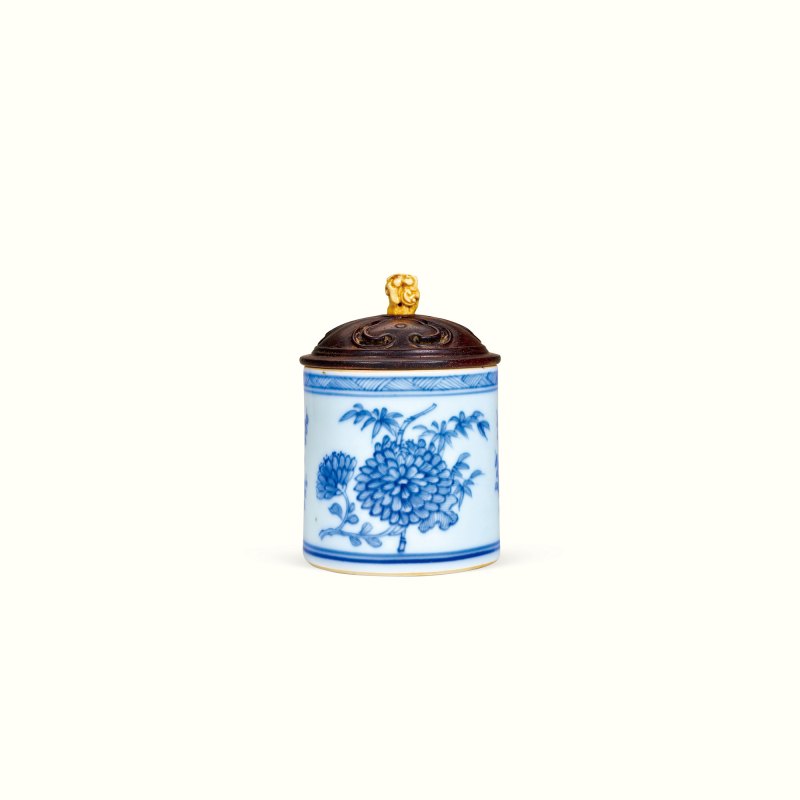 清康熙 青花花卉纹香筒