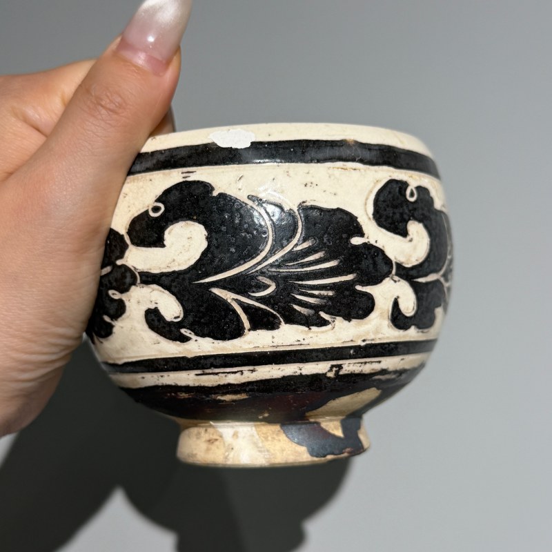 明代 磁州窑白地黑花钵式碗 - 图6