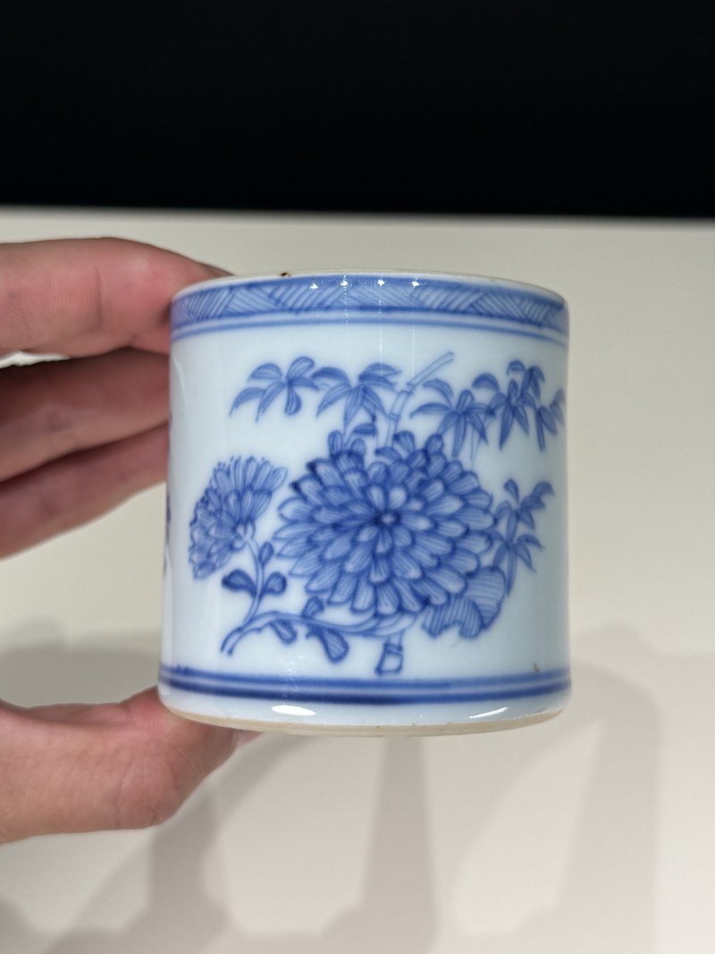 清康熙 青花花卉纹香筒 - 图7