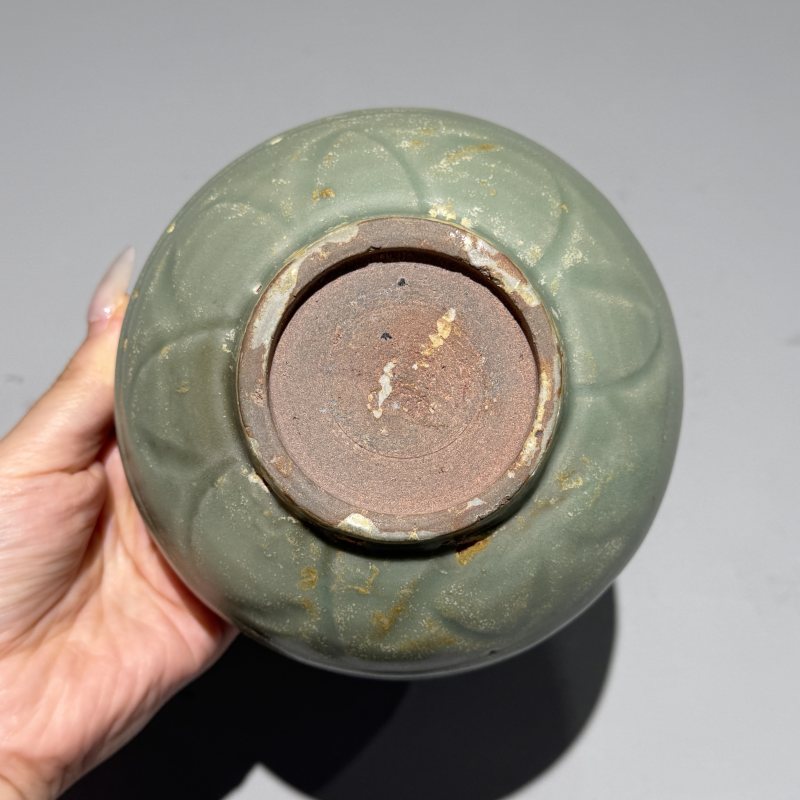 明代 龙泉窑青釉莲瓣纹钵 - 图8