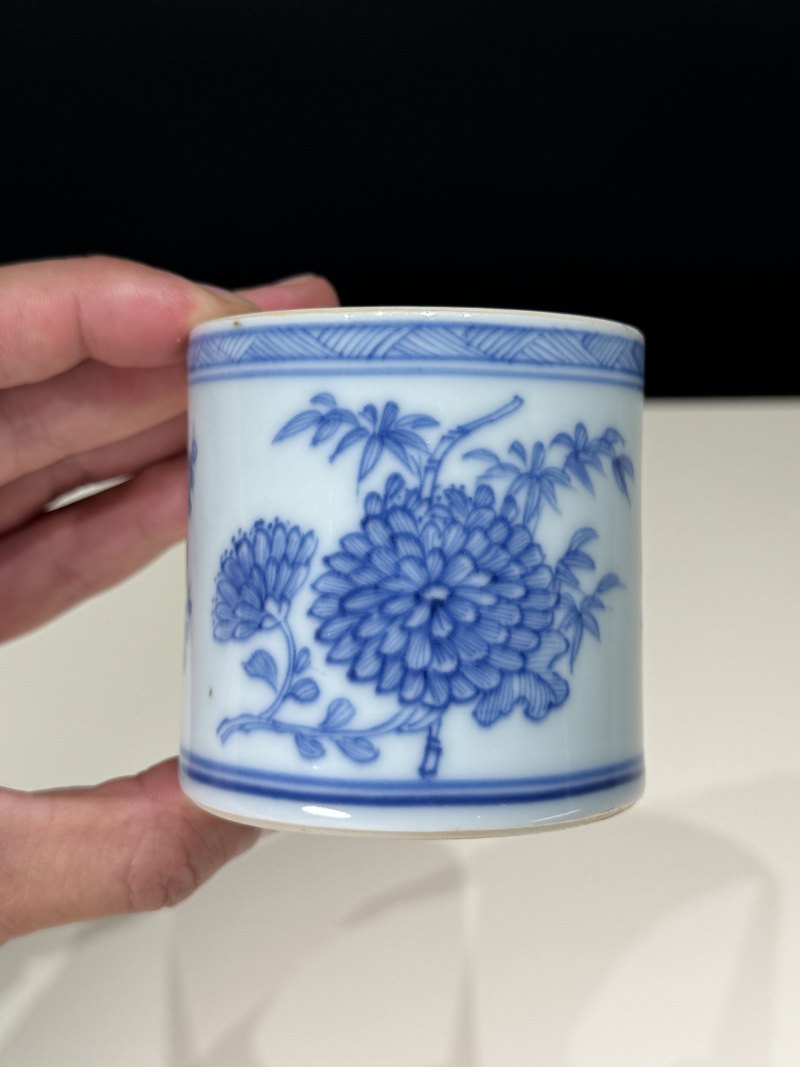 清康熙 青花花卉纹香筒 - 图9