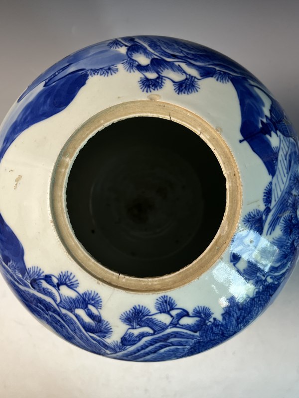清 青花山水纹冬瓜罐 - 图4