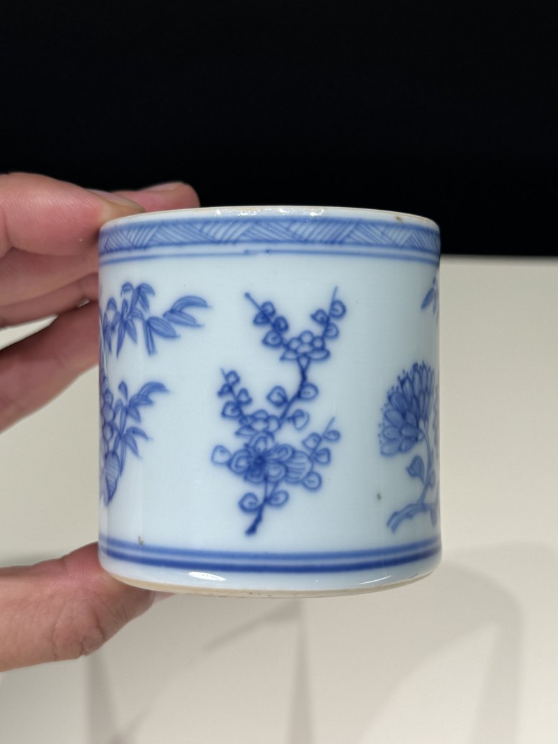 清康熙 青花花卉纹香筒 - 图10