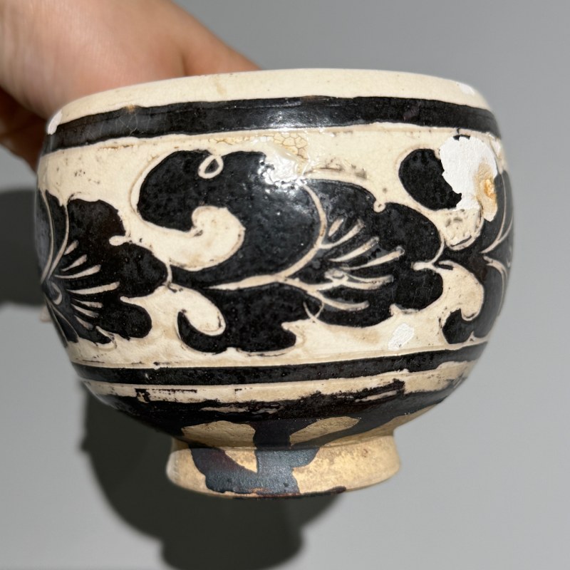 明代 磁州窑白地黑花钵式碗 - 图9
