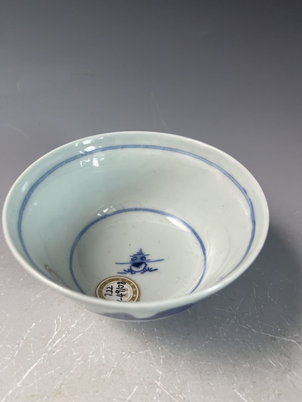 清中期 青花山水人物纹盖碗 - 图10