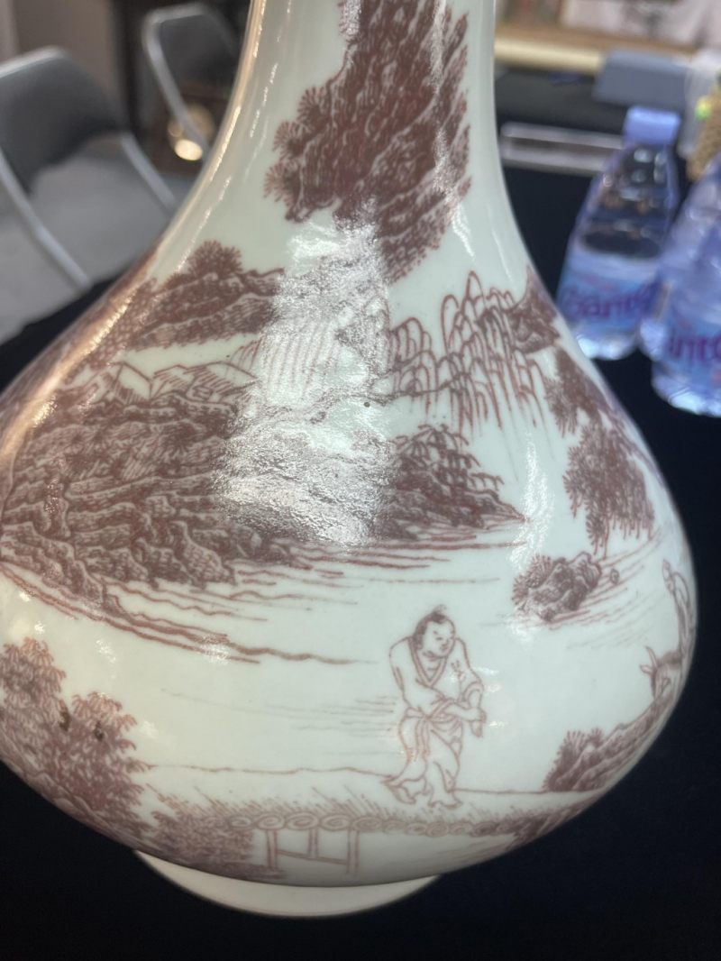    釉裡紅山水人物瓶 - 图12