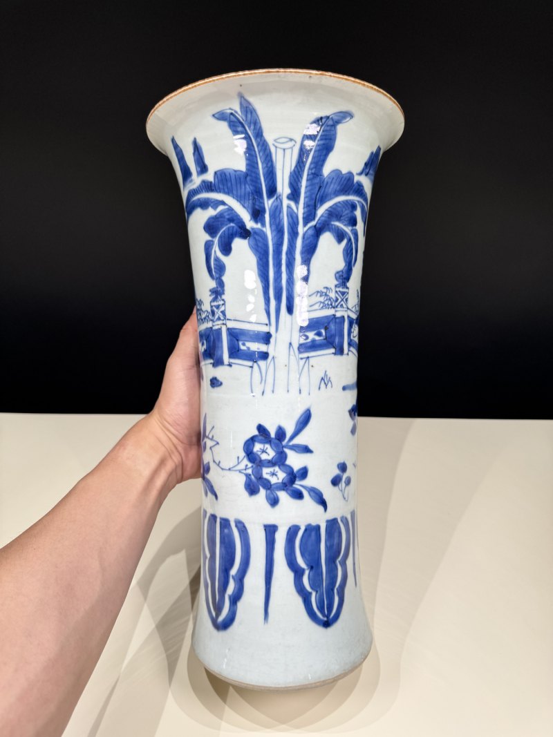 清顺治 青花麒麟芭蕉纹花觚 - 图7