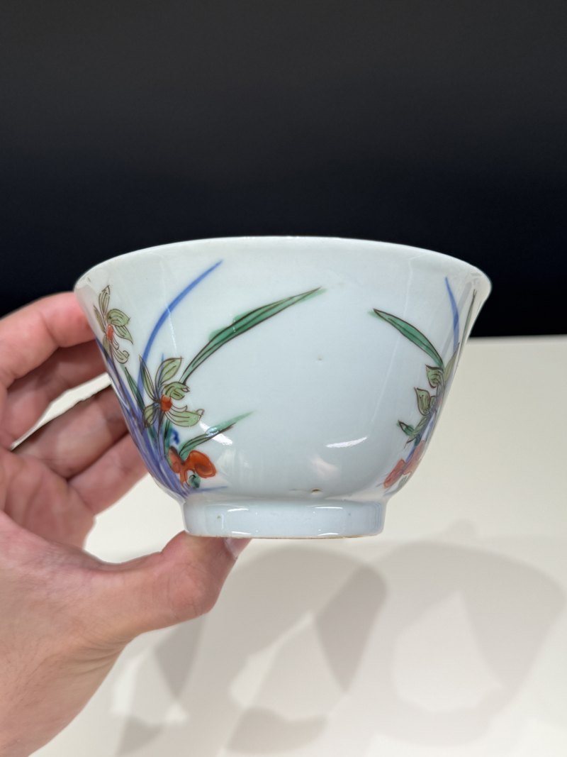 明天启-崇祯 “松石斋”款青花五彩灵仙祝寿茶碗一组四只 - 图22
