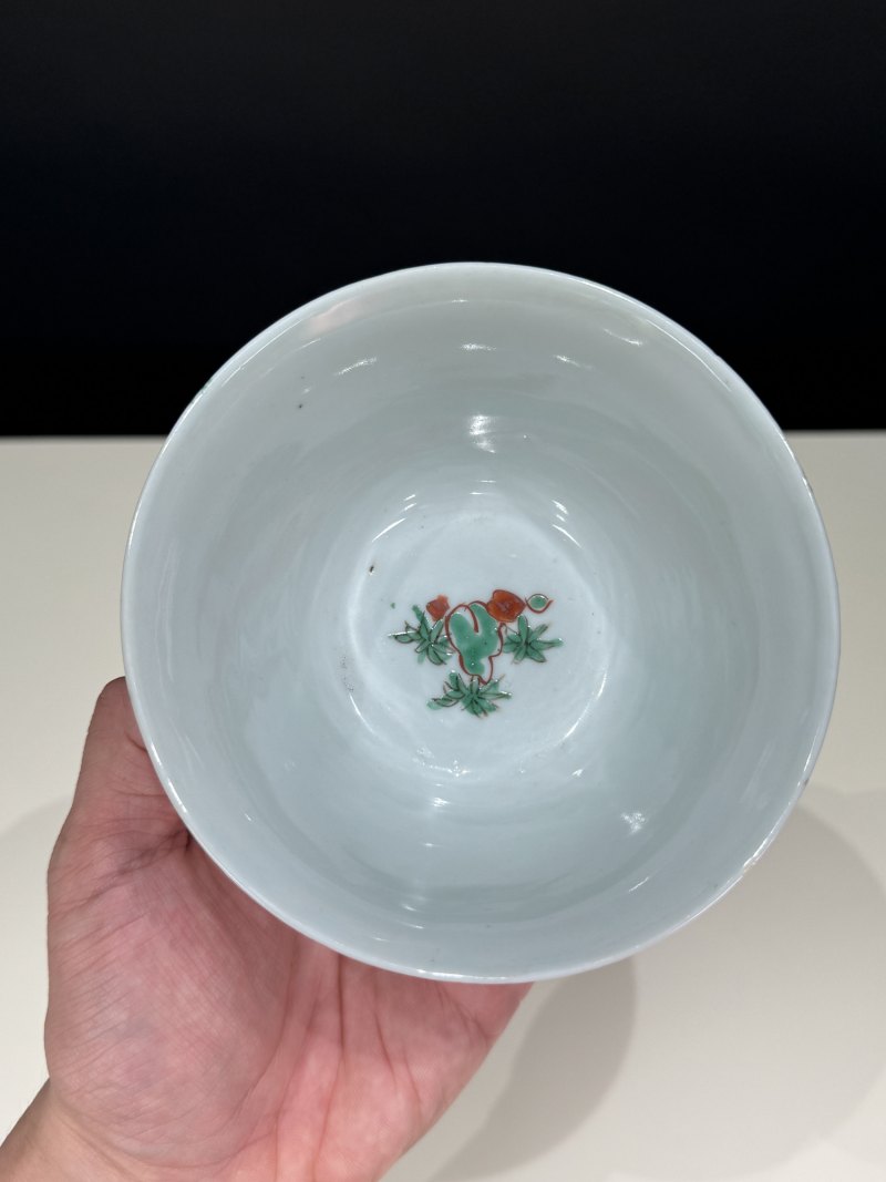 明天启-崇祯 “松石斋”款青花五彩灵仙祝寿茶碗一组四只 - 图24