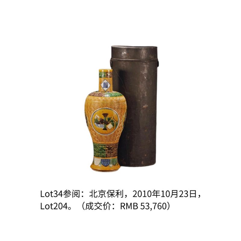 清中期 黄釉素三彩浮雕饕餮纹仿青铜小尊 - 图2