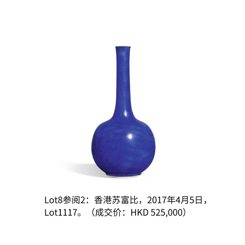 清康熙 洒蓝釉描金云龙纹小胆瓶 - 图4