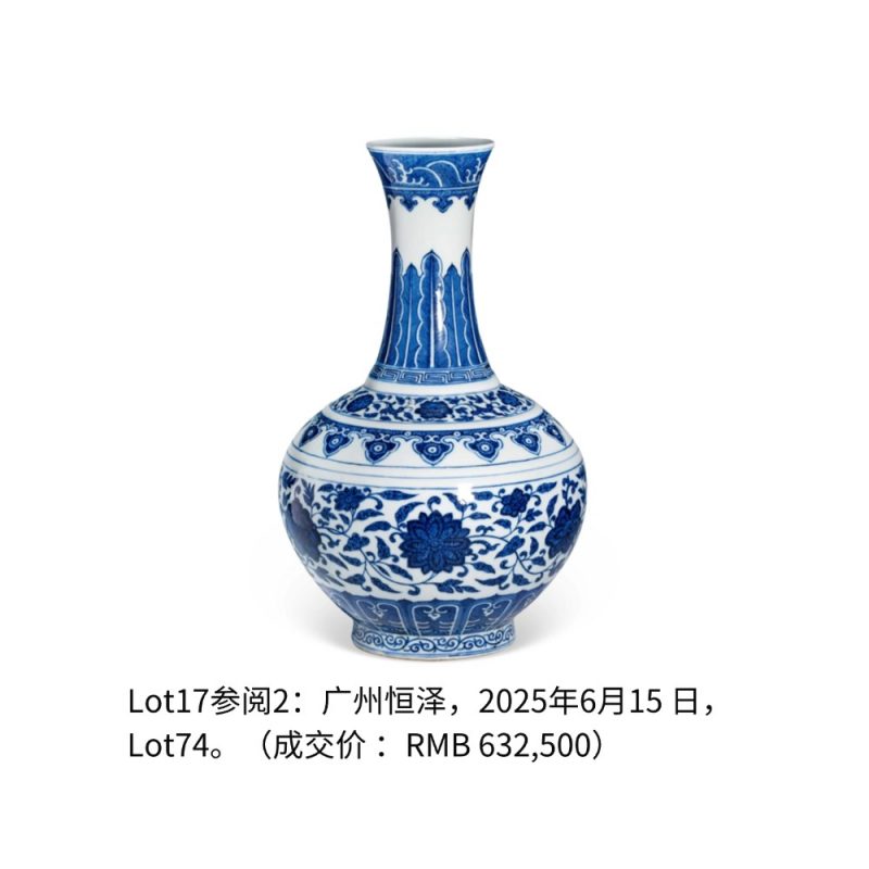 清同治 青花缠枝莲纹赏瓶 - 图4