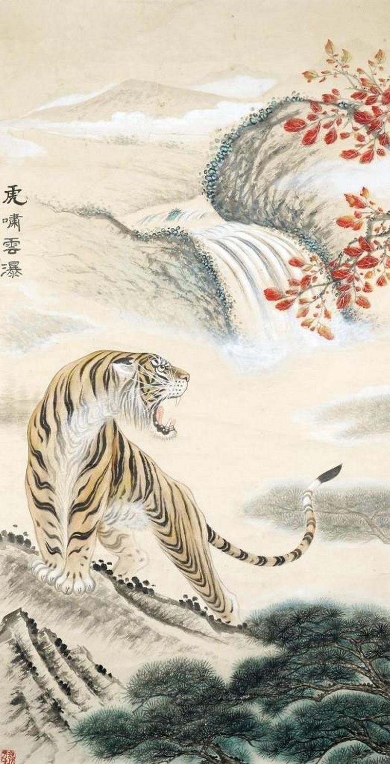    佚名 虎嘯雪瀑