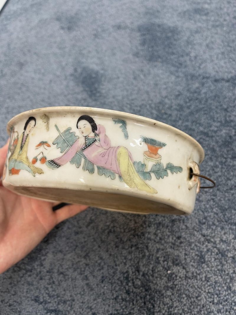    民國 粉彩人物花鳥蓋鍋（有損） - 图19