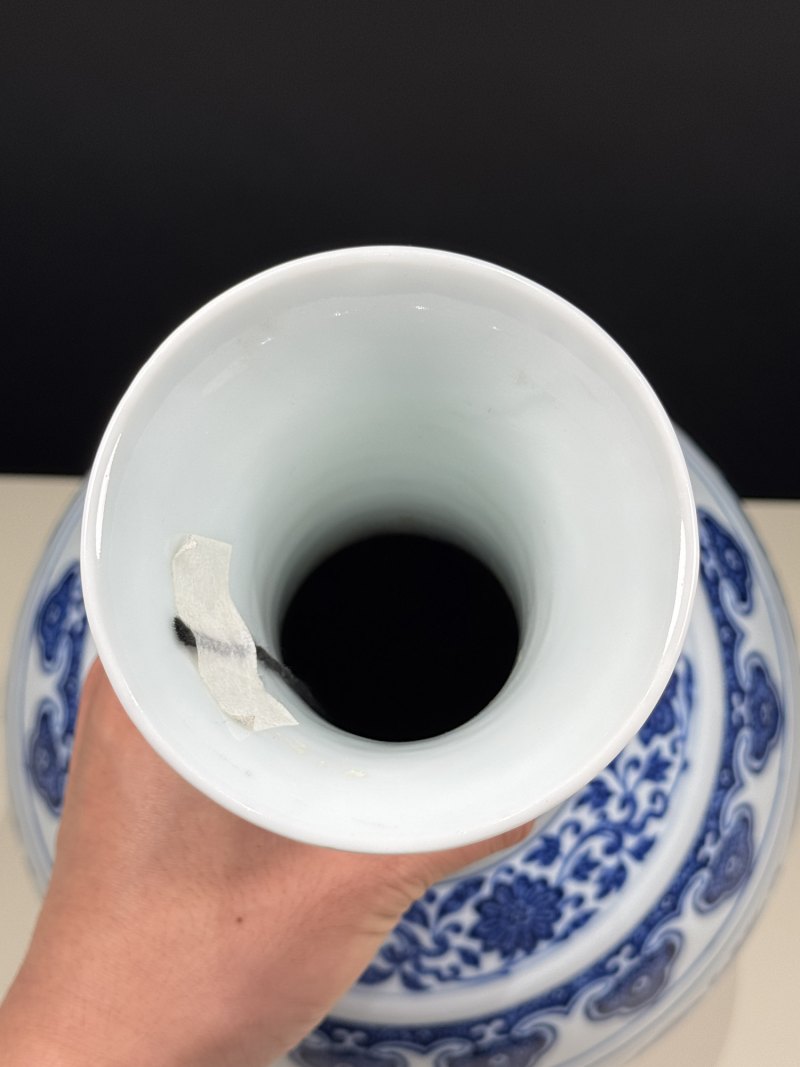 清同治 青花缠枝莲纹赏瓶 - 图17