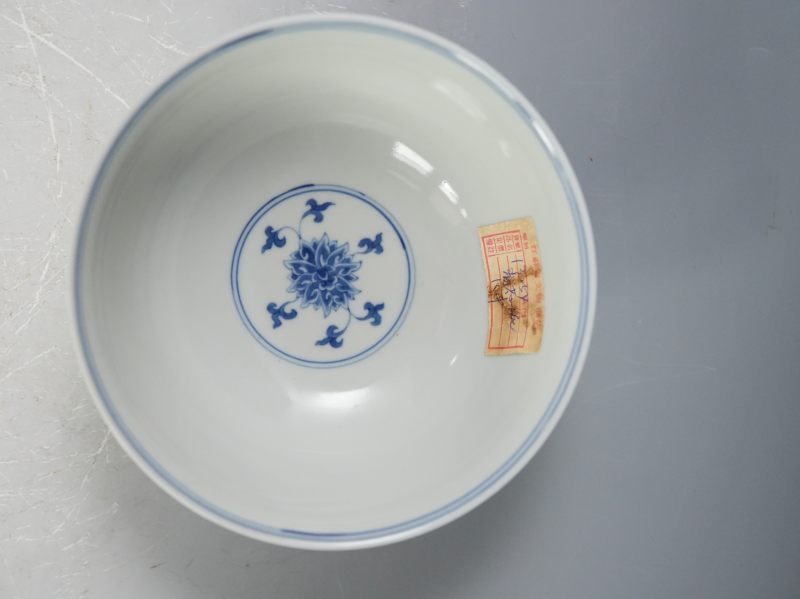 清康熙 青花缠枝莲纹碗 - 图2