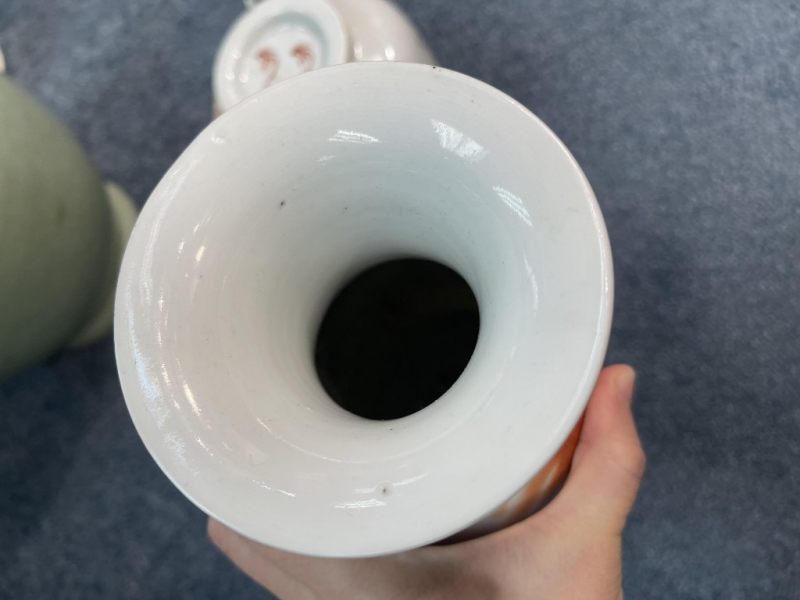    民國 礬紅太獅少獅紋花瓶茶壺二件 - 图5