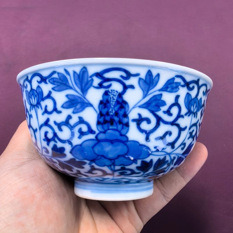 清光绪 青花缠枝牡丹纹碗 - 图6