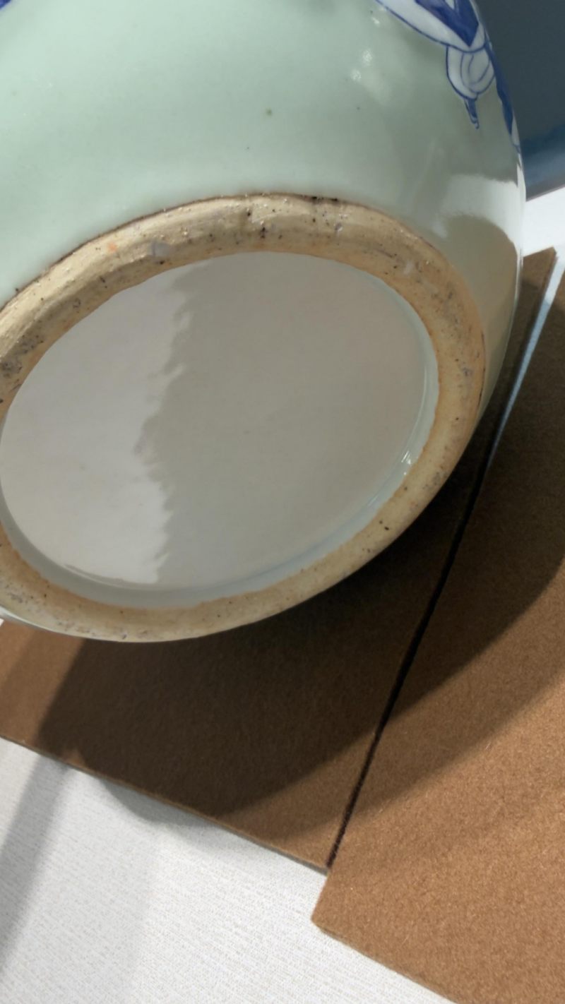    清 豆青高加白青花“天宮賜福”天球瓶 - 图6