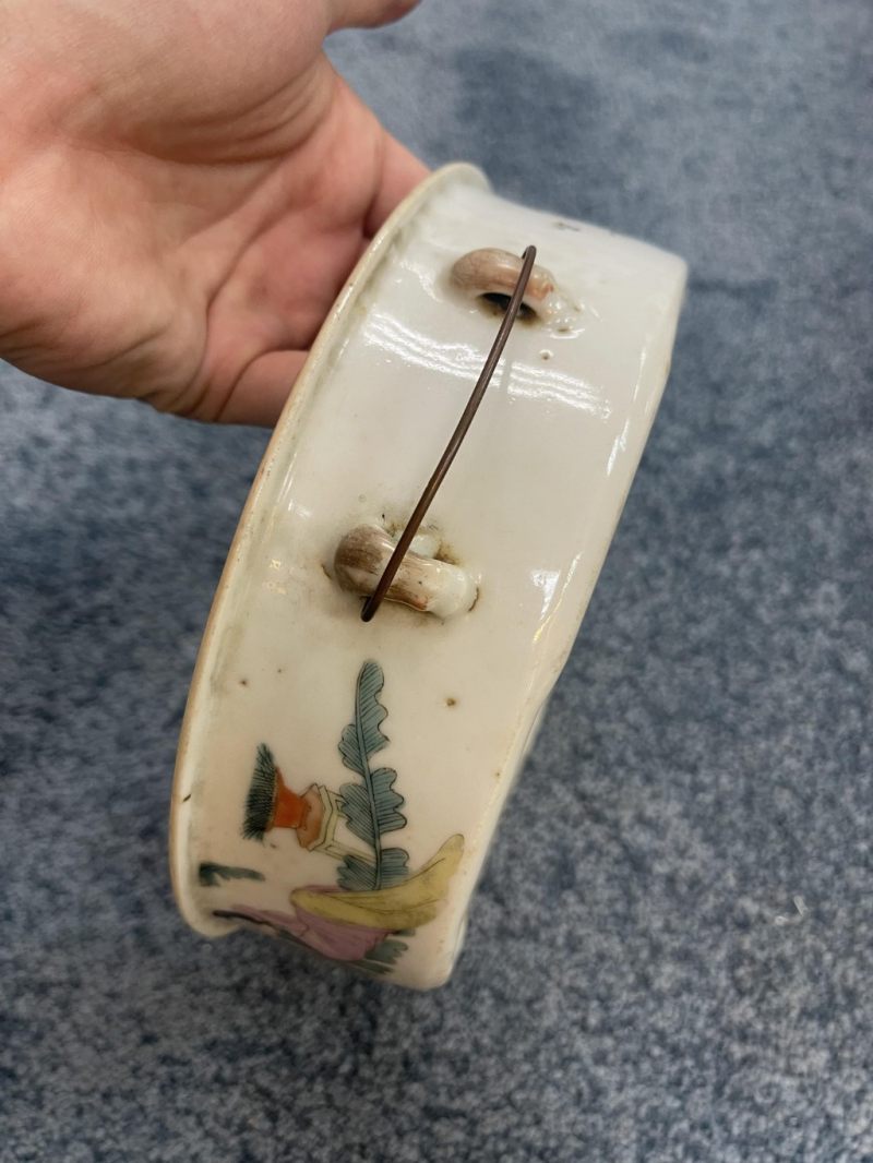    民國 粉彩人物花鳥蓋鍋（有損） - 图23