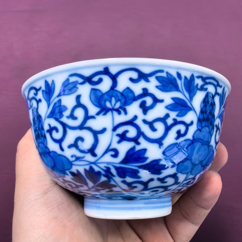 清光绪 青花缠枝牡丹纹碗 - 图7
