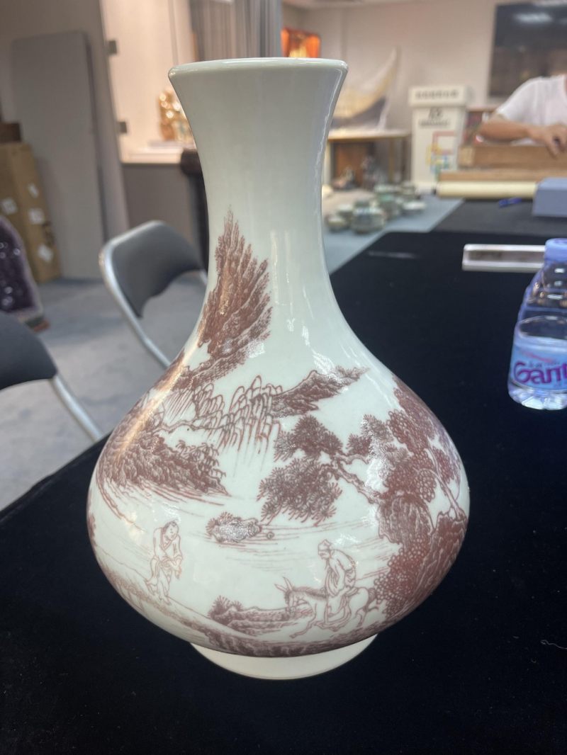    釉裡紅山水人物瓶 - 图8