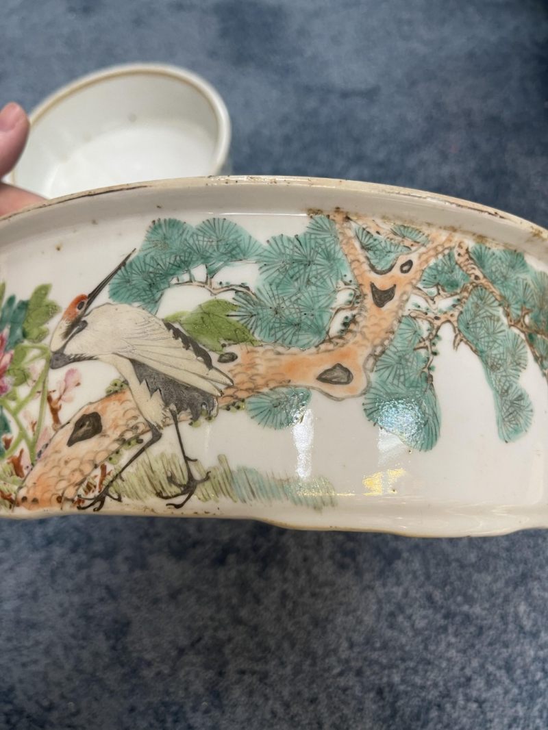    民國 粉彩人物花鳥蓋鍋（有損） - 图27
