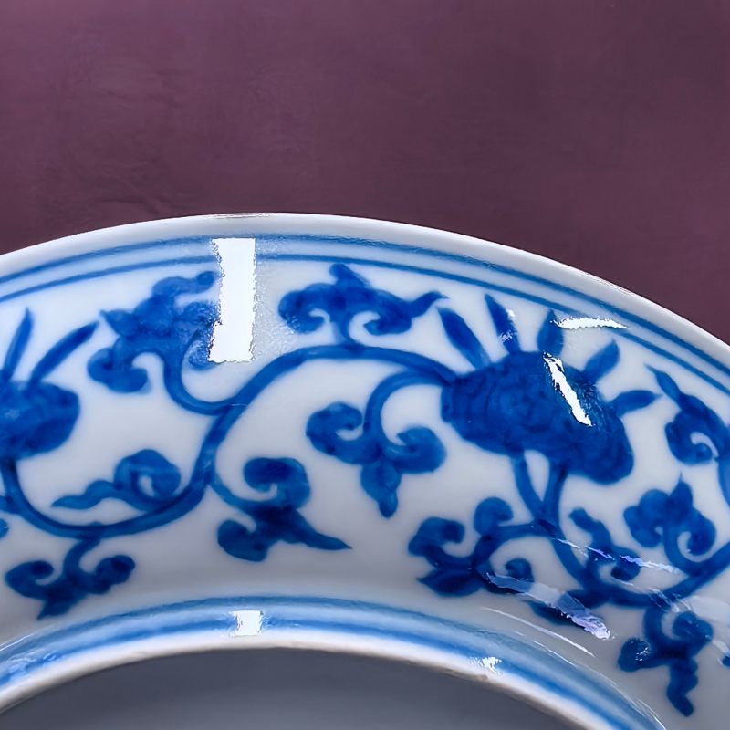 明嘉靖 青花缠枝花卉纹盘 - 图6