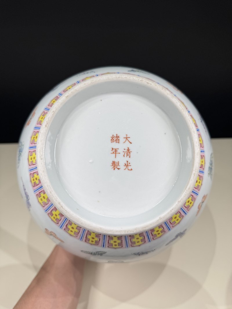 清光绪 粉彩百蝶图赏瓶 - 图21