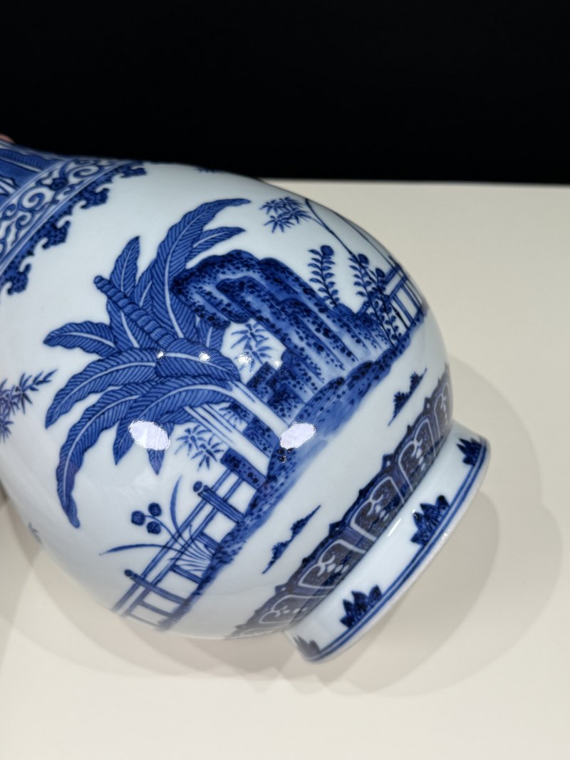 清同治 青花竹石芭蕉纹玉壶春瓶 - 图11