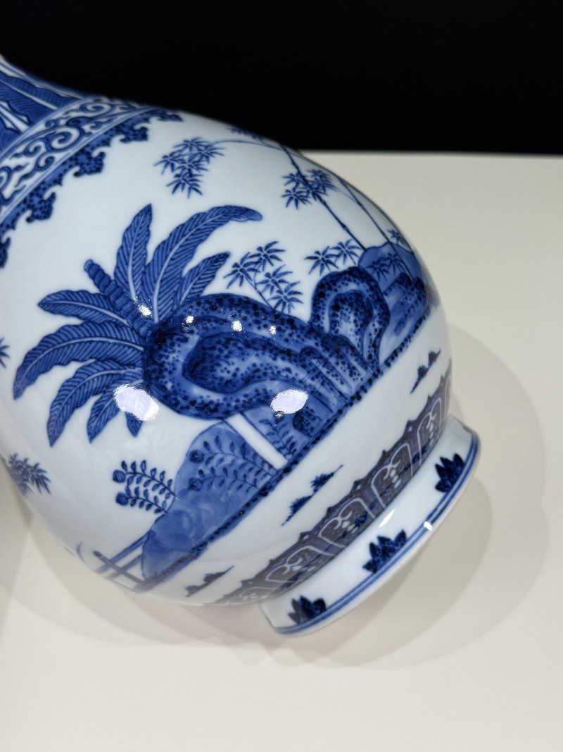 清同治 青花竹石芭蕉纹玉壶春瓶 - 图13