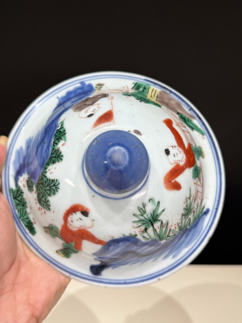 清顺治-康熙 青花五彩打龙袍之李后还朝故事图将军罐 - 图18