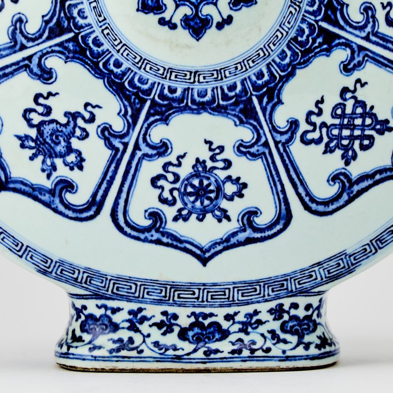 A Chinese Ming-Style Blue and White Porcelain Moon Flask, Bianhu - 图8