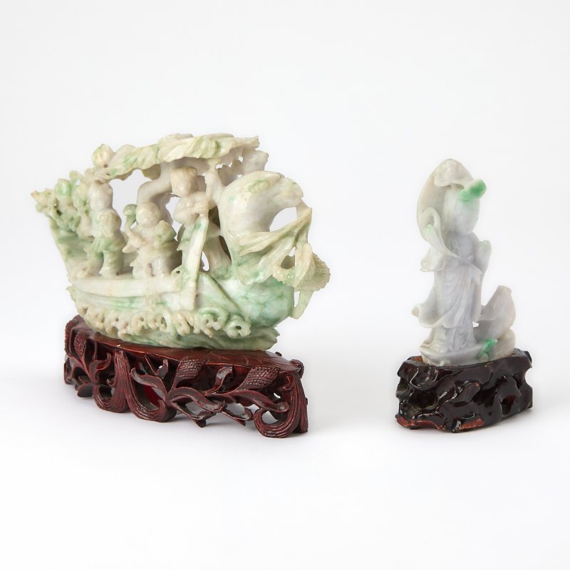 Two Chinese Carved Jadeite Figural Groups - 图3