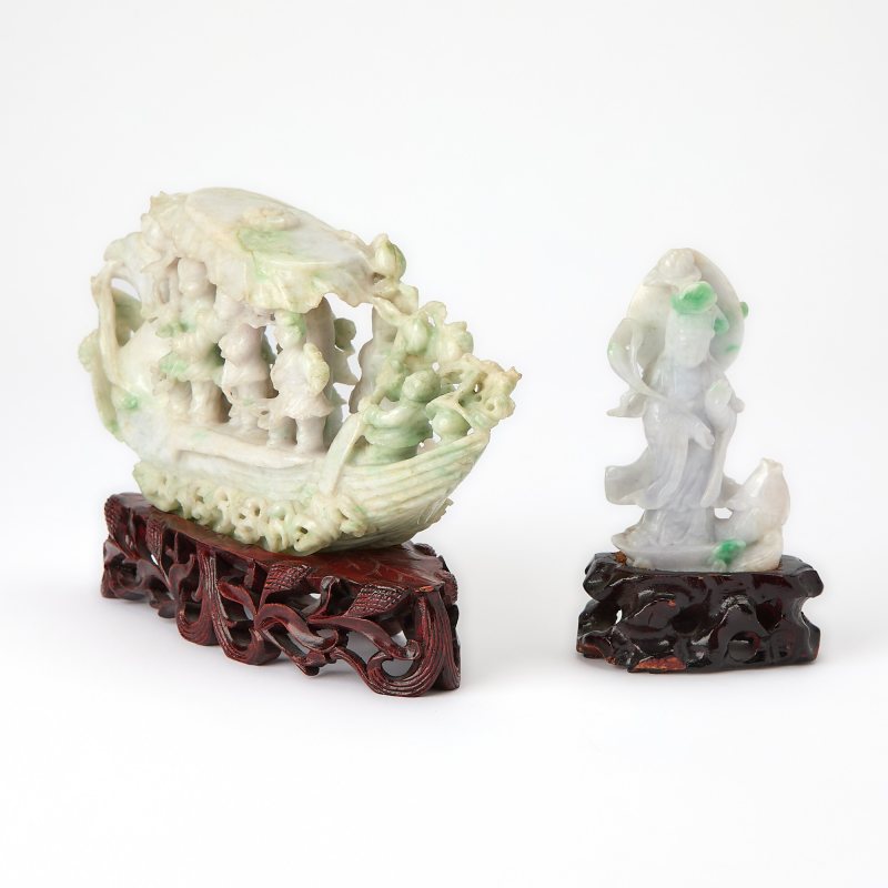 Two Chinese Carved Jadeite Figural Groups - 图4