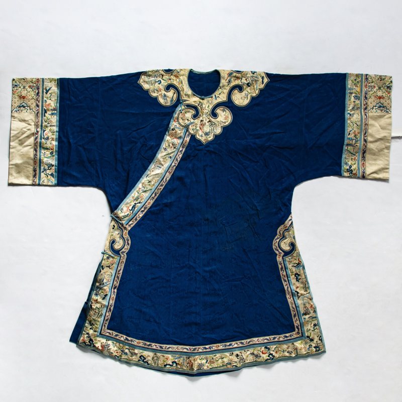 A Chinese Blue Ground Silk Lady's Robe